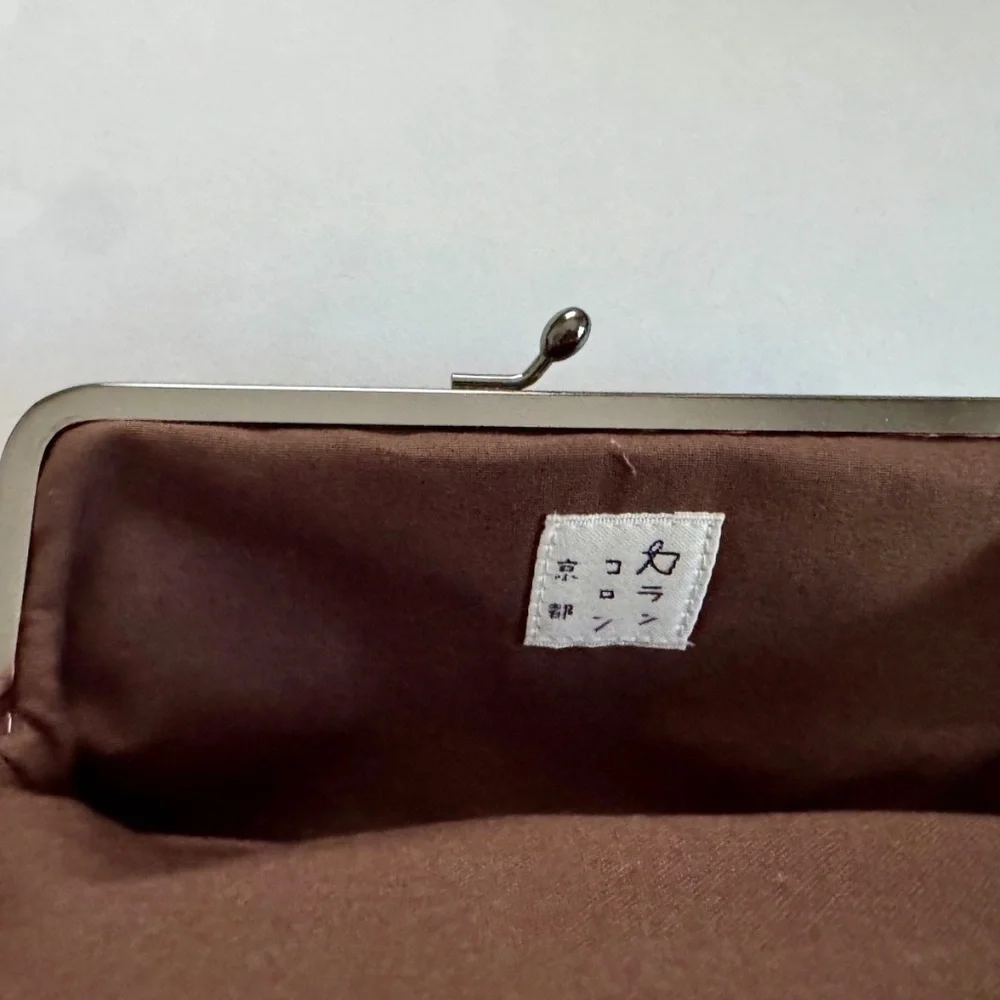 Black Cherry Blossom Evening Clutch, Japan Black with Silver Clasps, Two pockets